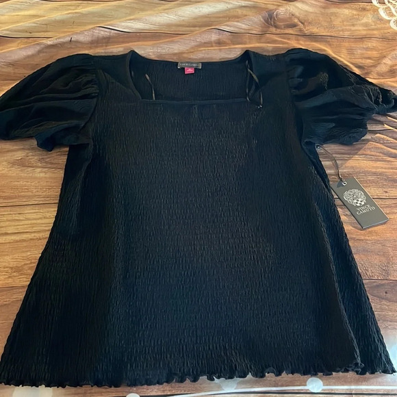🎉🎉HOST PICK🎉🎉VINCE CAMUTO Puff Shoulder Top, Medium, Black, NWT - Picture 6 of 9